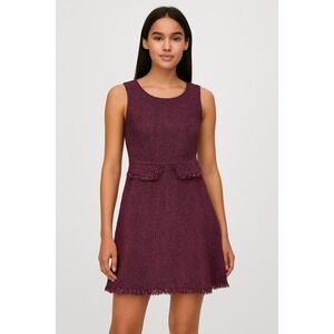 Otto Mode Dress Size 8 Pink Black Tweed Sleeveless Fringed‎ Mini